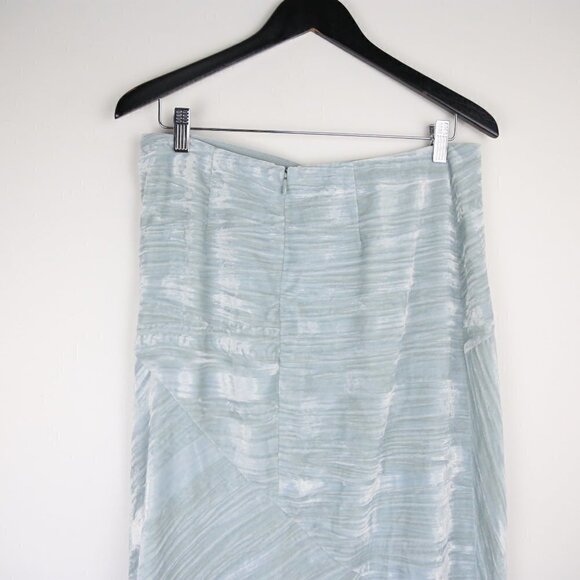 Vince Ruched Velvet Paneled Skirt in Pale‎ Sea Grass Size 8 - Picture 9 of 9